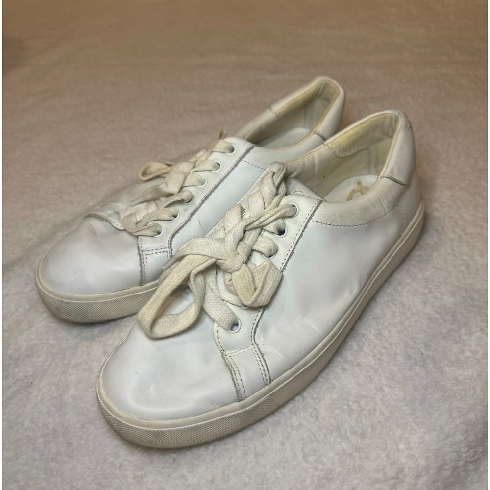 Sam Edelman Women White Leather Lace Up Low Top Sneakers Shoes Size 8